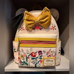 LOUNGEFLY DISNEY MINNIE MOUSE BOW COSPLAY FLORAL MINI BACKPACK